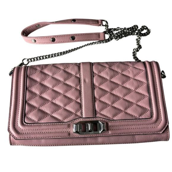 Rebecca Minkoff Quilted Love Leather Crossbody Bag Pink - Picture 4 of 6